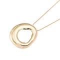 Guldfärgat halsband, ormkedja med hammrad ring - 66+7 cm