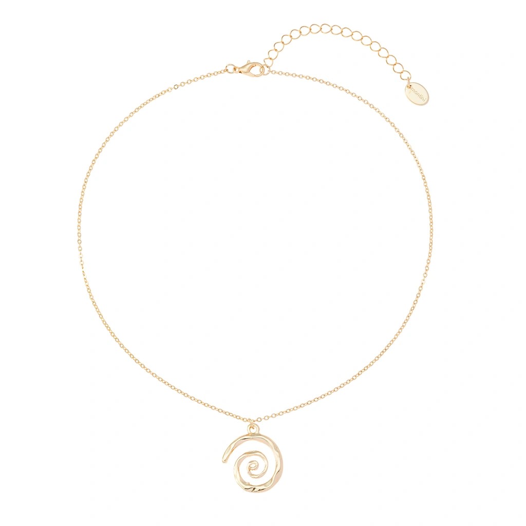 Guldfärgat halsband, spiralhänge - 42+7 cm