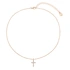 Guldfärgat halsband, kors med glasstenar - 42+7 cm