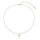 Guldfärgat halsband, kors med glasstenar - 42+7 cm
