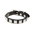 Svart armband, svart konstläder silverfärgade fyrkantiga nitar - Justerbart