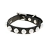 Silverfärgat armband, svart konstläder runda nitar - Justerbart