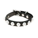 Silverfärgat armband, svart konstläder runda nitar - Justerbart