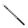 Silverfärgat armband, svart konstläder runda nitar - Justerbart