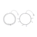Silverfärgade armband, 2-pack pärlor och hjärta - 17+5 cm