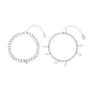 Silverfärgade armband, 2-pack pärlor och hjärta - 17+5 cm