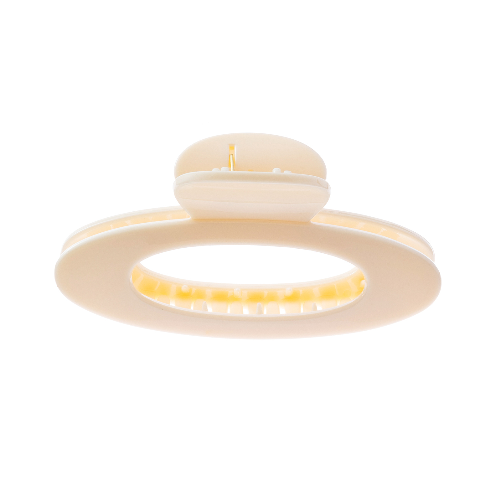 Offwhite hårklämma, stor oval modell - 12,5x7 cm