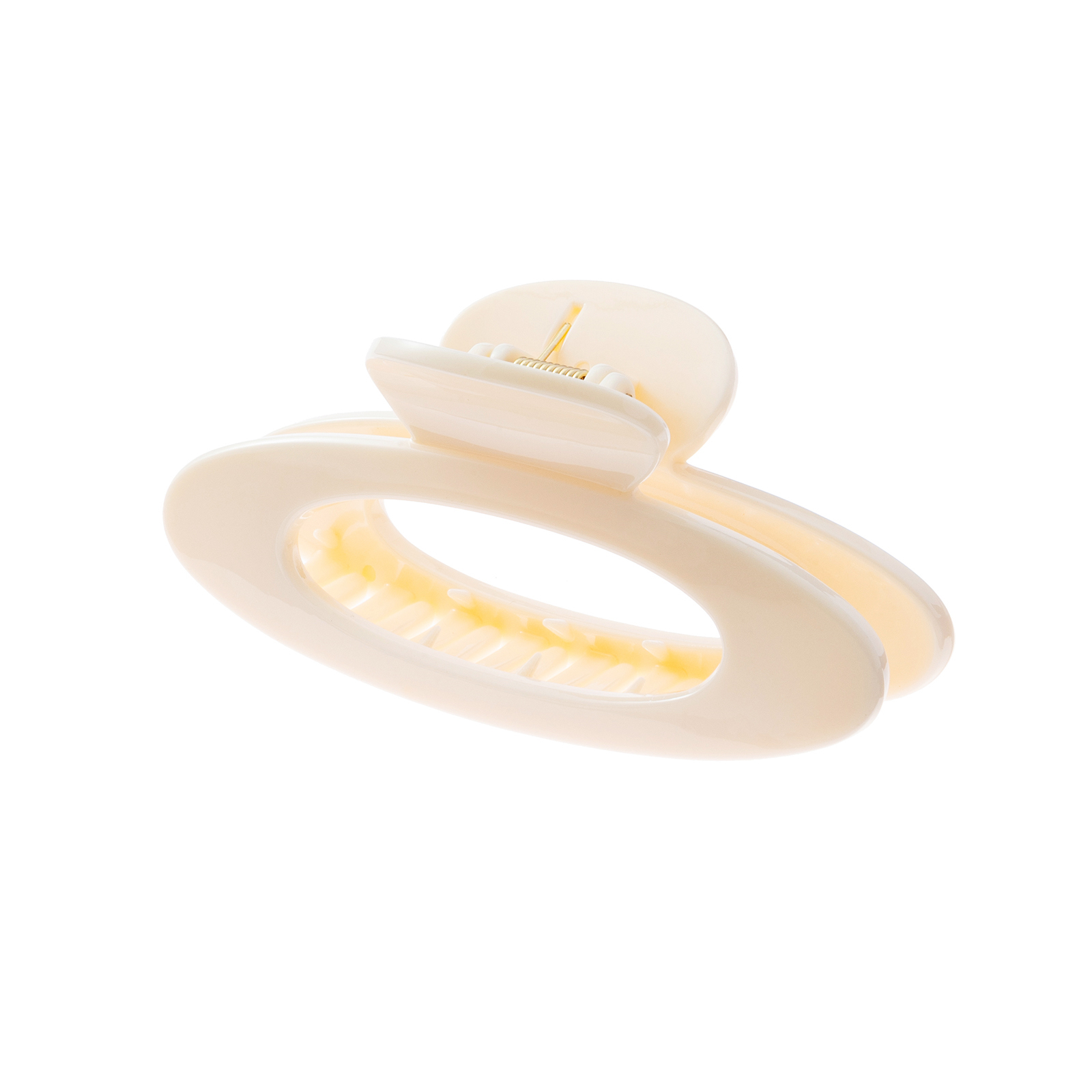 Offwhite hårklämma, stor oval modell - 12,5x7 cm