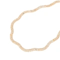 Guldfärgat halsband, vågig dubbelradig glaskristall - 42+7 cm