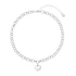 Silverfärgat halsband, länk med hängande hjärta - 38+7 cm
