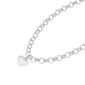 Silverfärgat halsband, länk med hängande hjärta - 38+7 cm