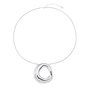 Silverfärgat halsband, ormkedja med hammrad ring - 66+7 cm