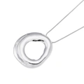Silverfärgat halsband, ormkedja med hammrad ring - 66+7 cm