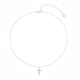 Silverfärgat halsband, kors med glasstenar - 42+7 cm