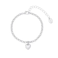 Silverfärgat armband, rundlänk med hjärta - 17+5 cm