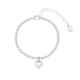Silverfärgat armband, rundlänk med hjärta - 17+5 cm
