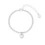 Silverfärgat armband, rundlänk med hjärta - 17+5 cm