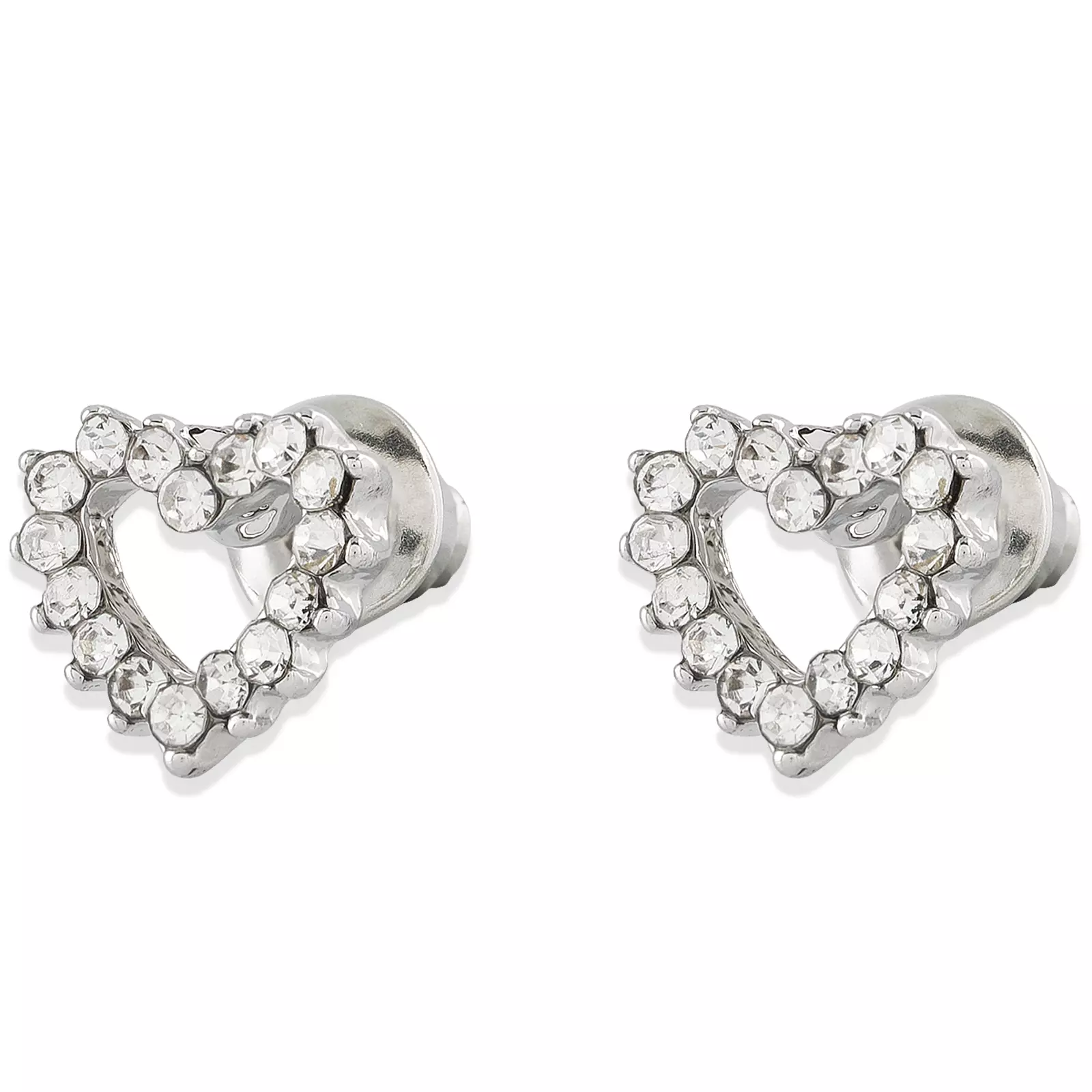 Silverfärgade örhängen - studs, hjärtan