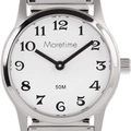 Moretime damklocka - flexband, silver/vit, 29 mm