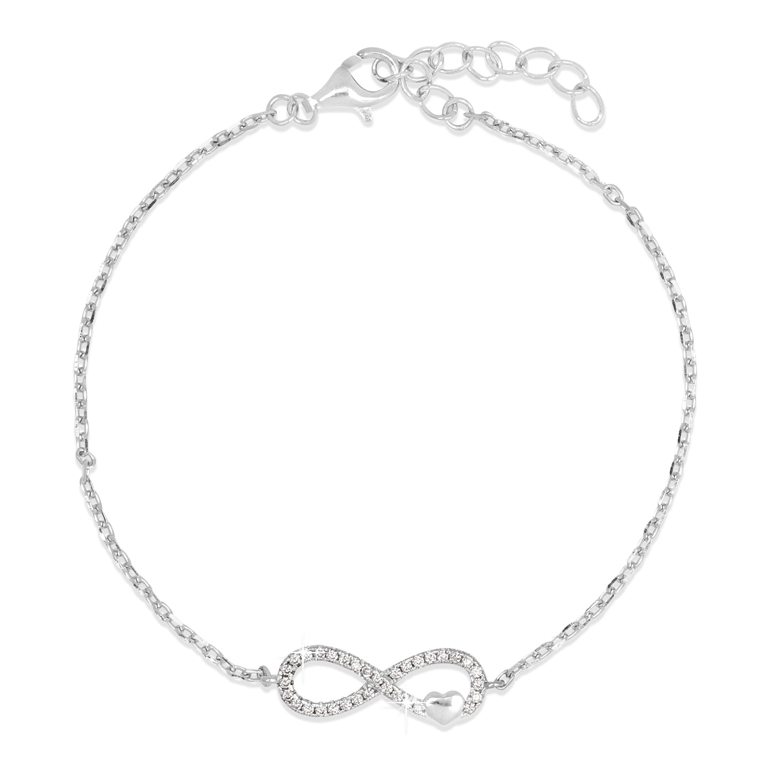 Armband dam, äkta silver - infinitysymbol, 16+3 cm