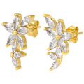 18k Guldpläterade örhängen - Blommor med Kubisk Zirkonia