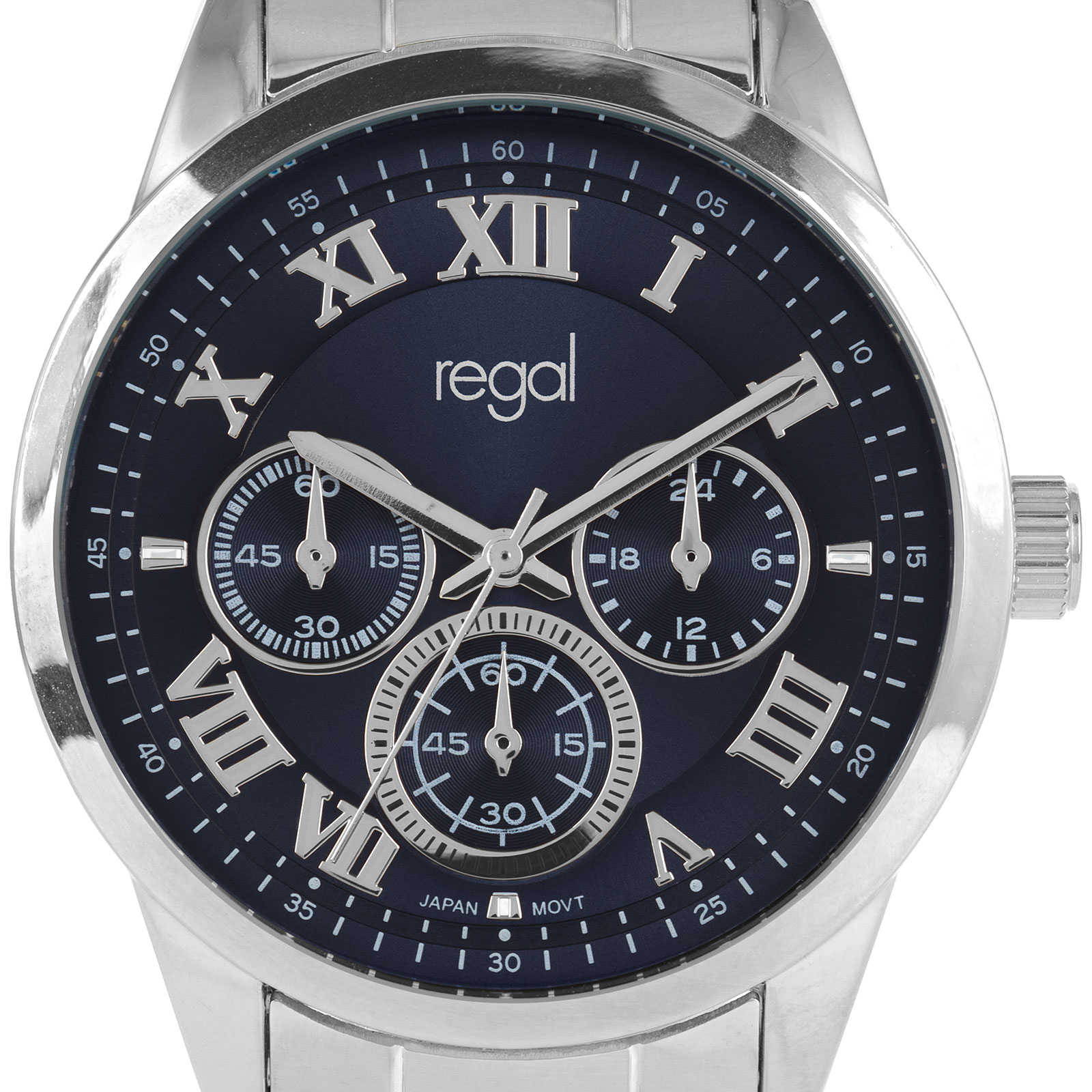 Regal herrklocka - metallband, silverton/blå, 41mm