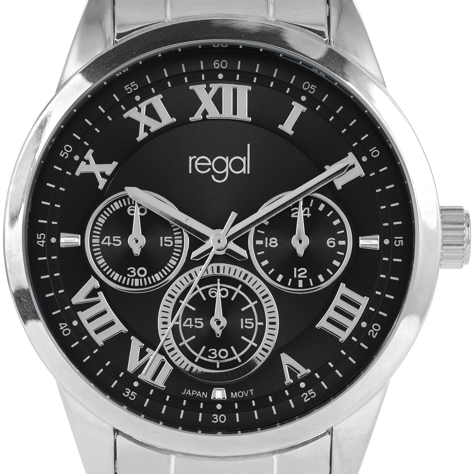 Regal herrklocka - metallband, silverton/svart, 41mm