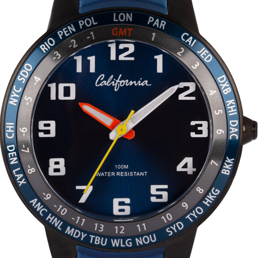 California barnklocka - gummiband, blå, 34 mm