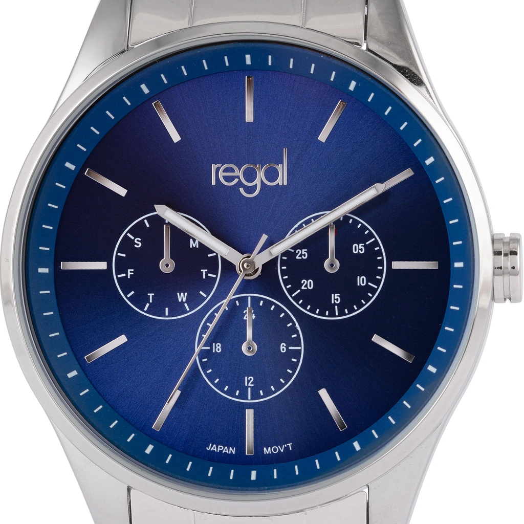 Regal herrklocka - metallband, silverton/blå, 42mm