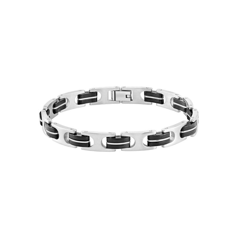 Armband herr - stål, svarta detaljer
