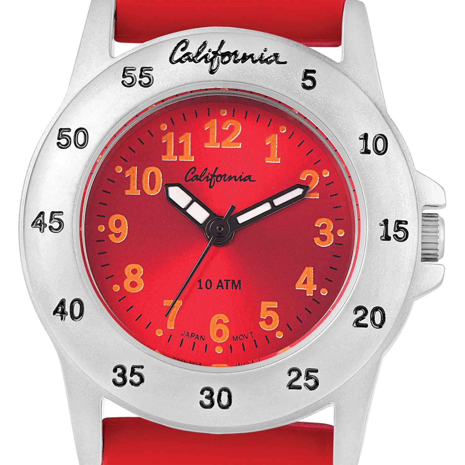 California barnklocka - gummiband, röd, 30 mm