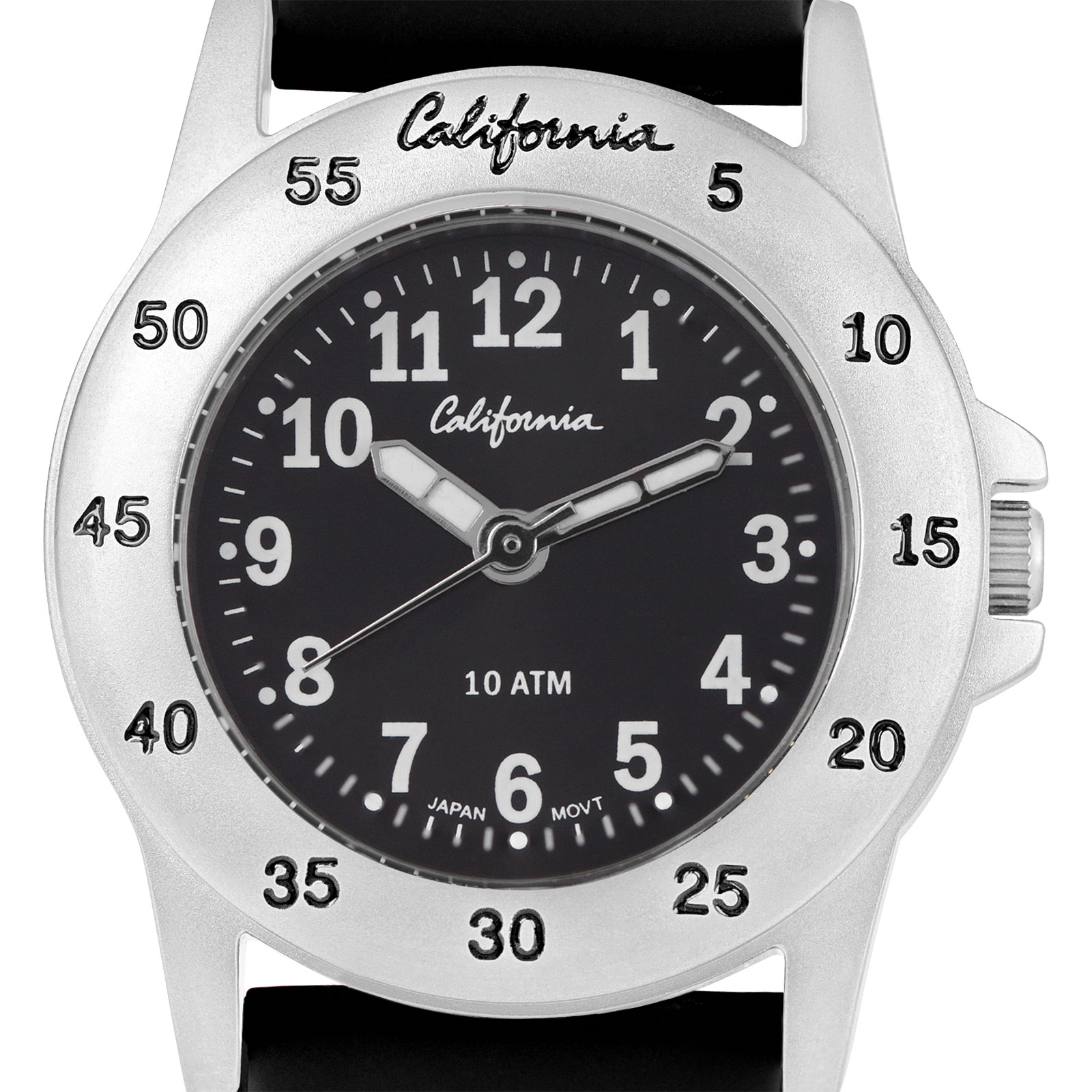 California barnklocka - gummiband, svart, 30 mm