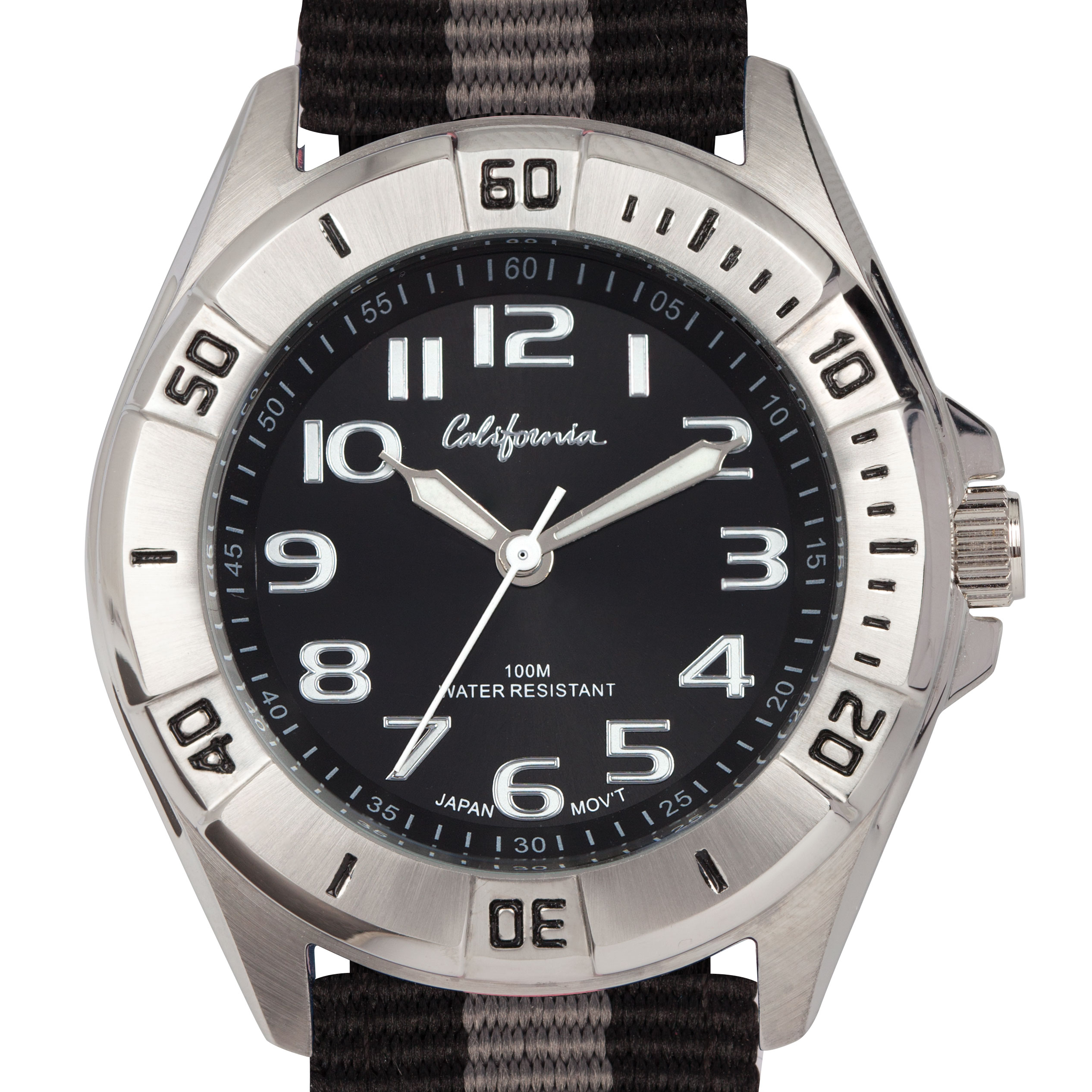 California barnklocka - nylonband, svart, 38 mm