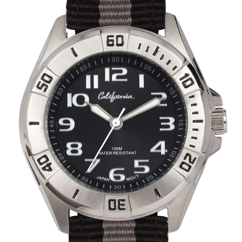 California barnklocka - nylonband, svart, 38 mm