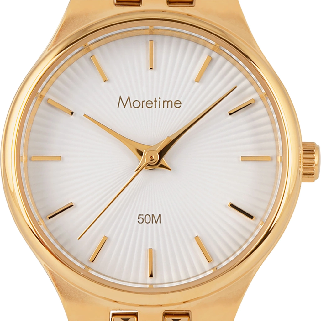 Moretime damklocka - metallband, guld, 26 mm