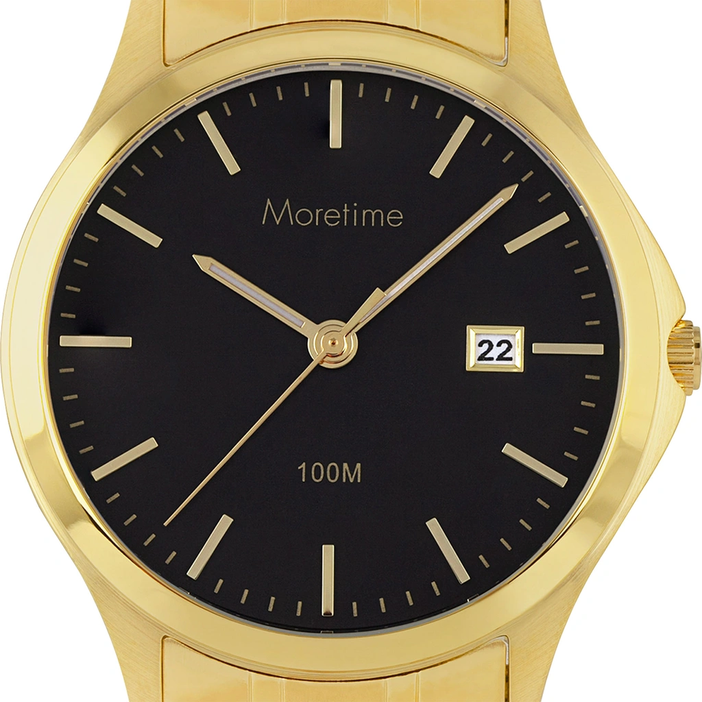 Moretime herrklocka - metallband, guld/svart, 39 mm