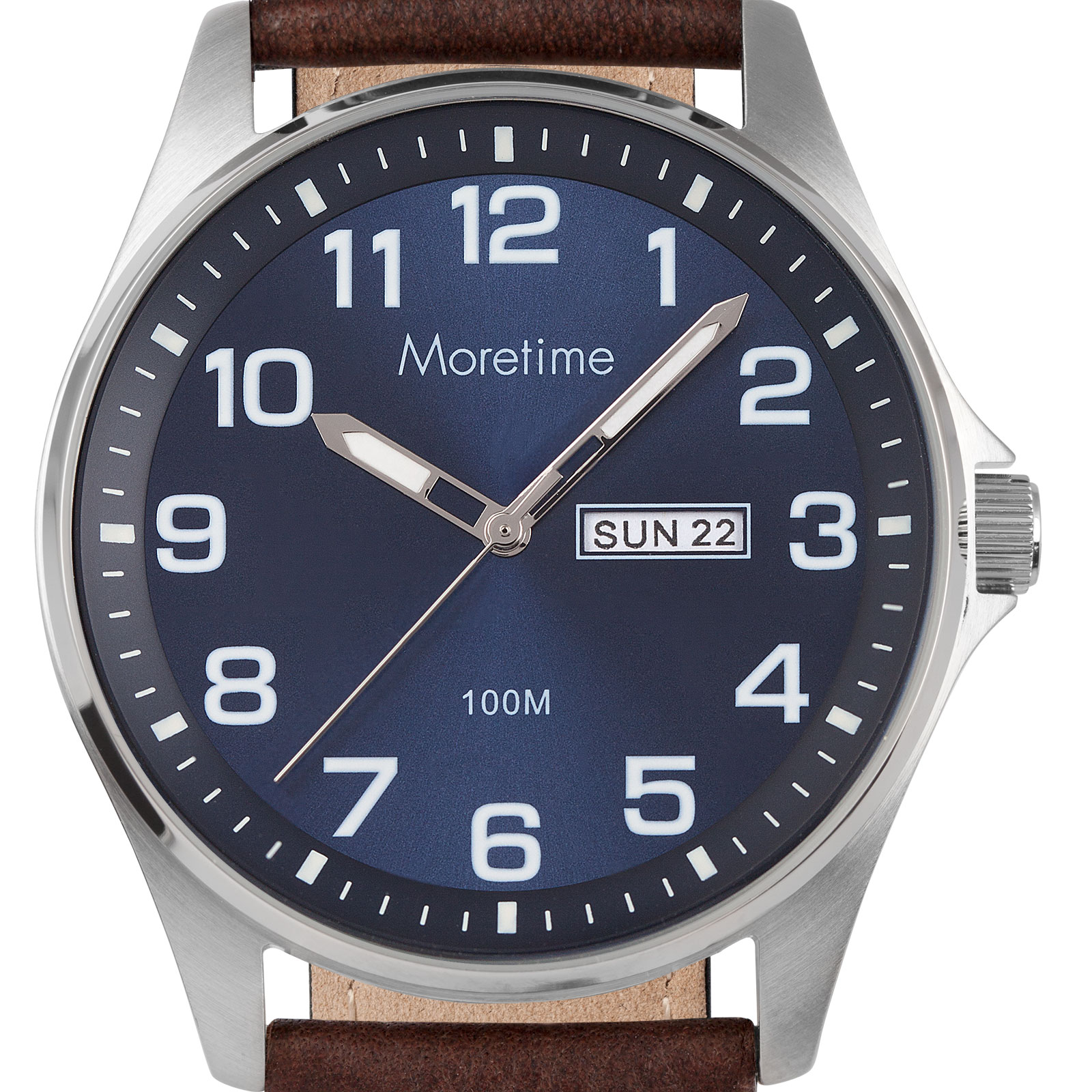 Moretime herrklocka - silver/brun, 42 mm