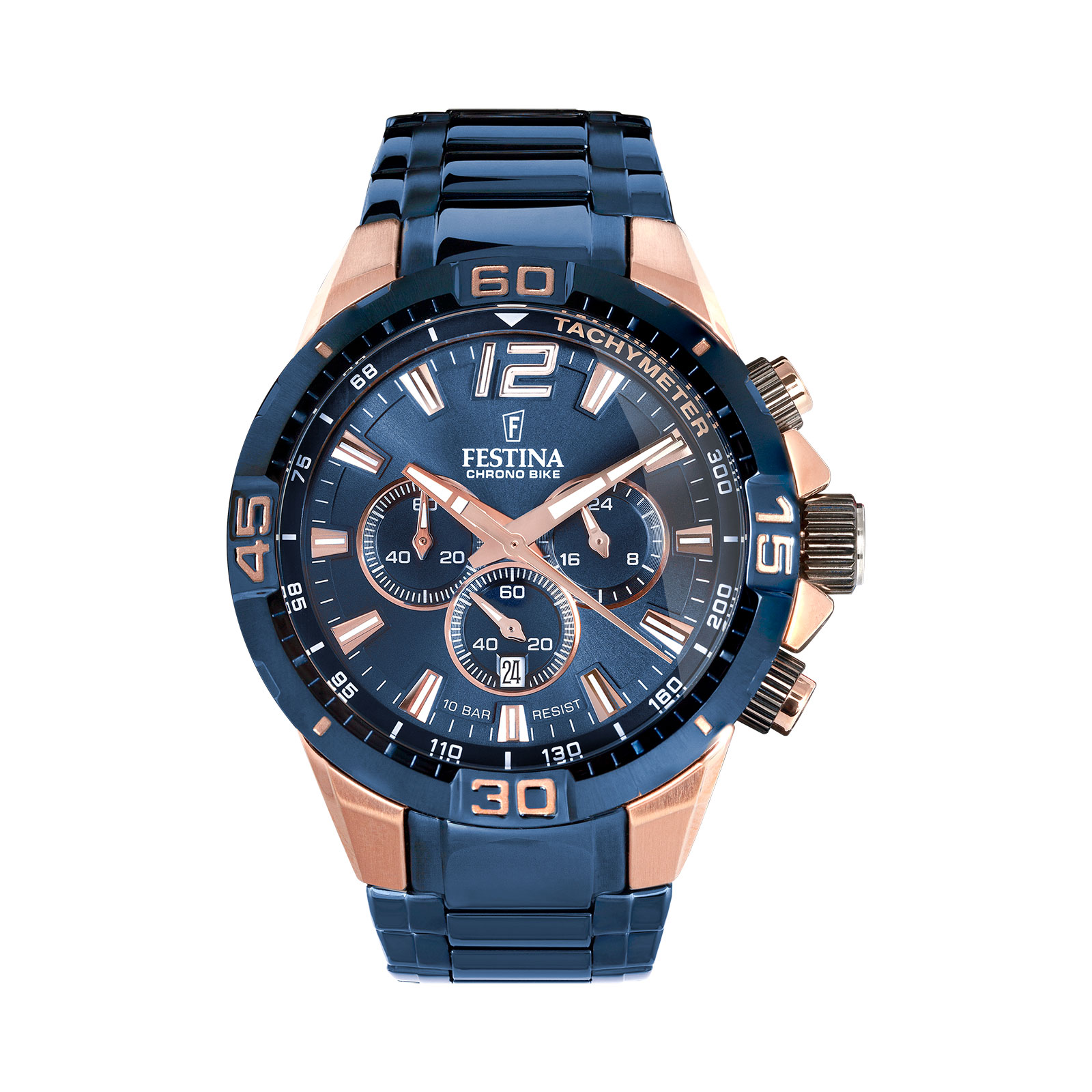 Festina Chrono Bike herrklocka blå/bicolor, metallband - F20524/1