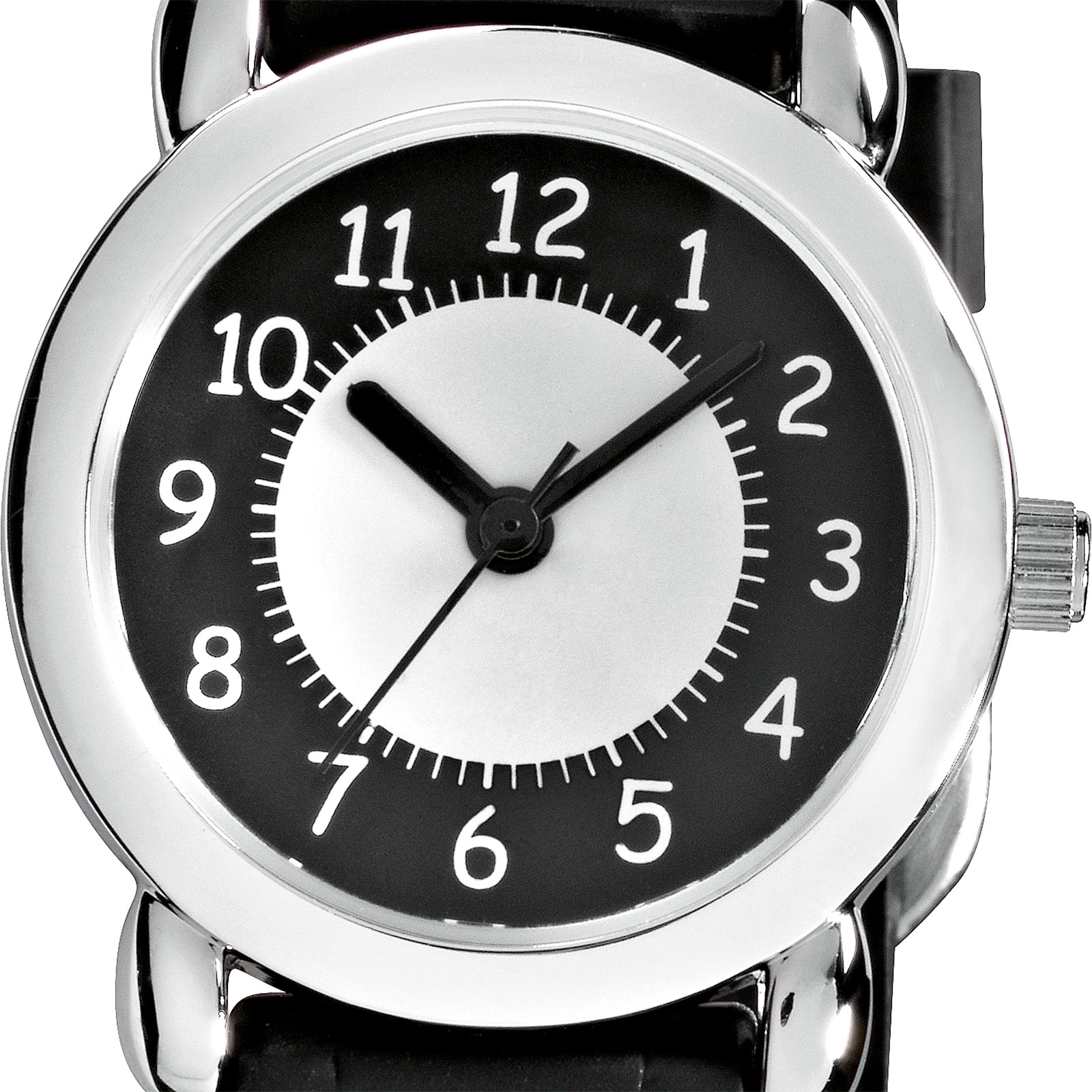 Regal barnklocka - svart gummiband, döskallar 27 mm