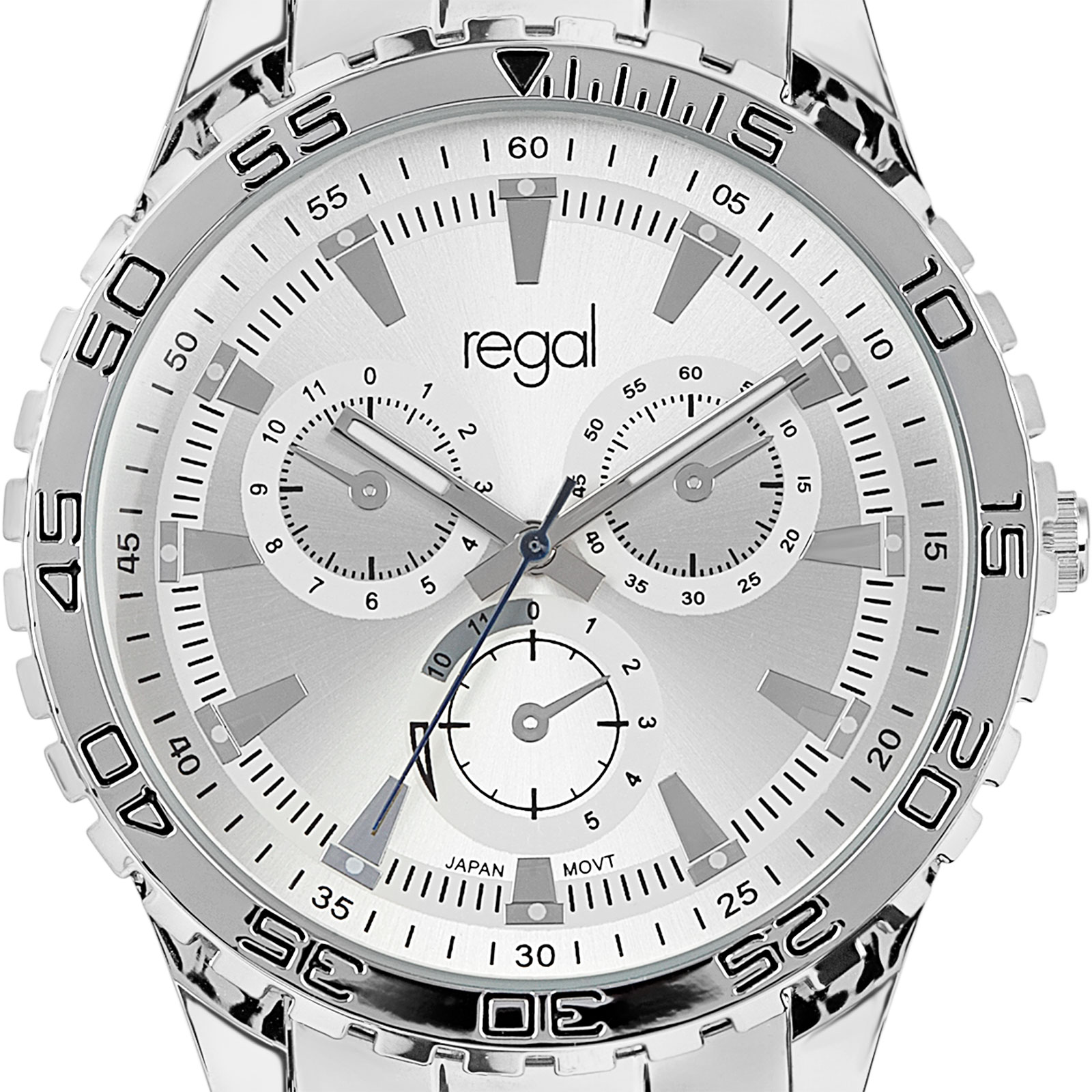 Regal herrklocka - metallband, vit/silver, 46mm