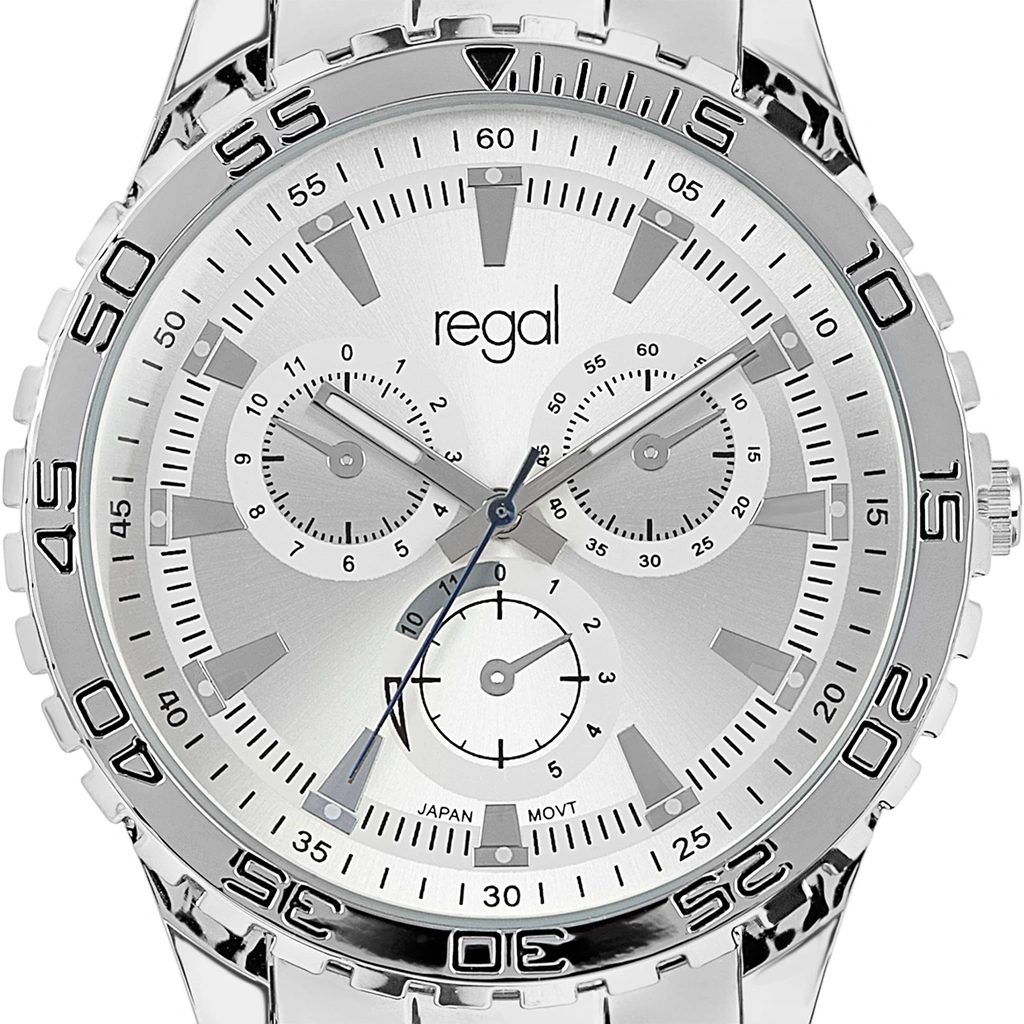 Regal herrklocka - metallband, vit/silver, 46mm