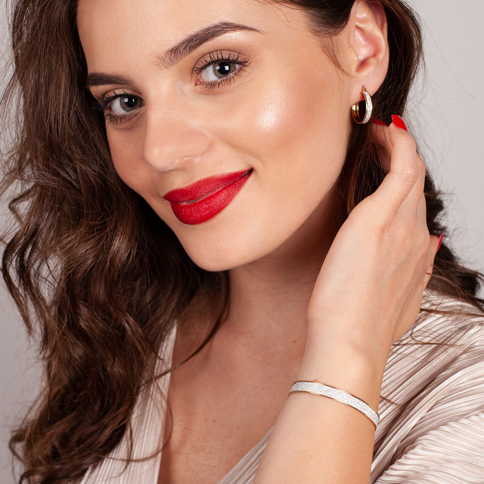 Armband dam 9k guld - bangle stardust, 55mm