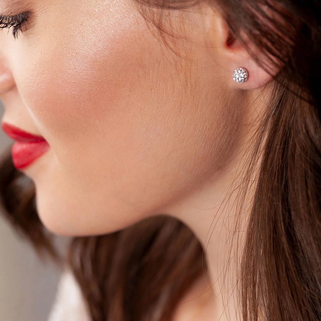 Örhängen 9k guld - glitterbollar 7 mm