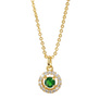 Guldpläterat halsband - Berlock med grön och vita Kubisk Zirkonia
