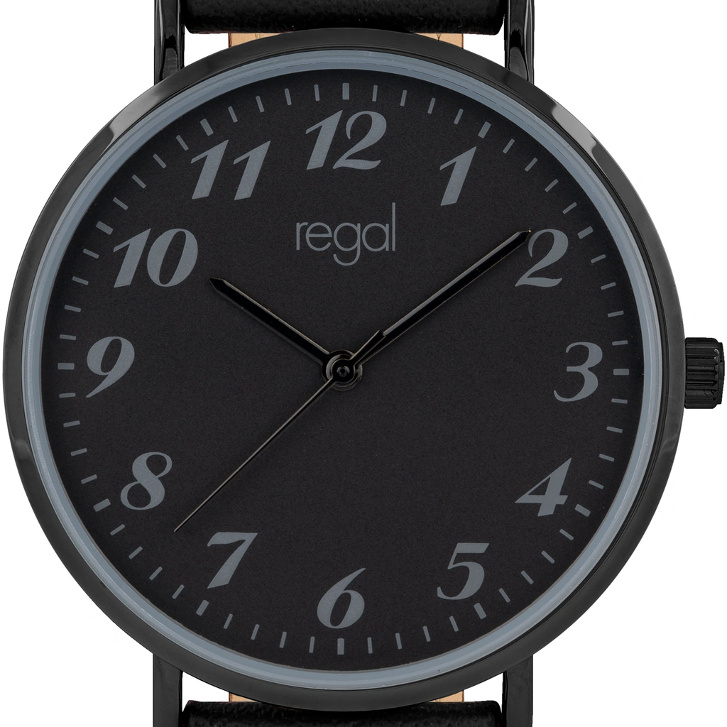 Regal damklocka - svart band, svart tavla, 38mm