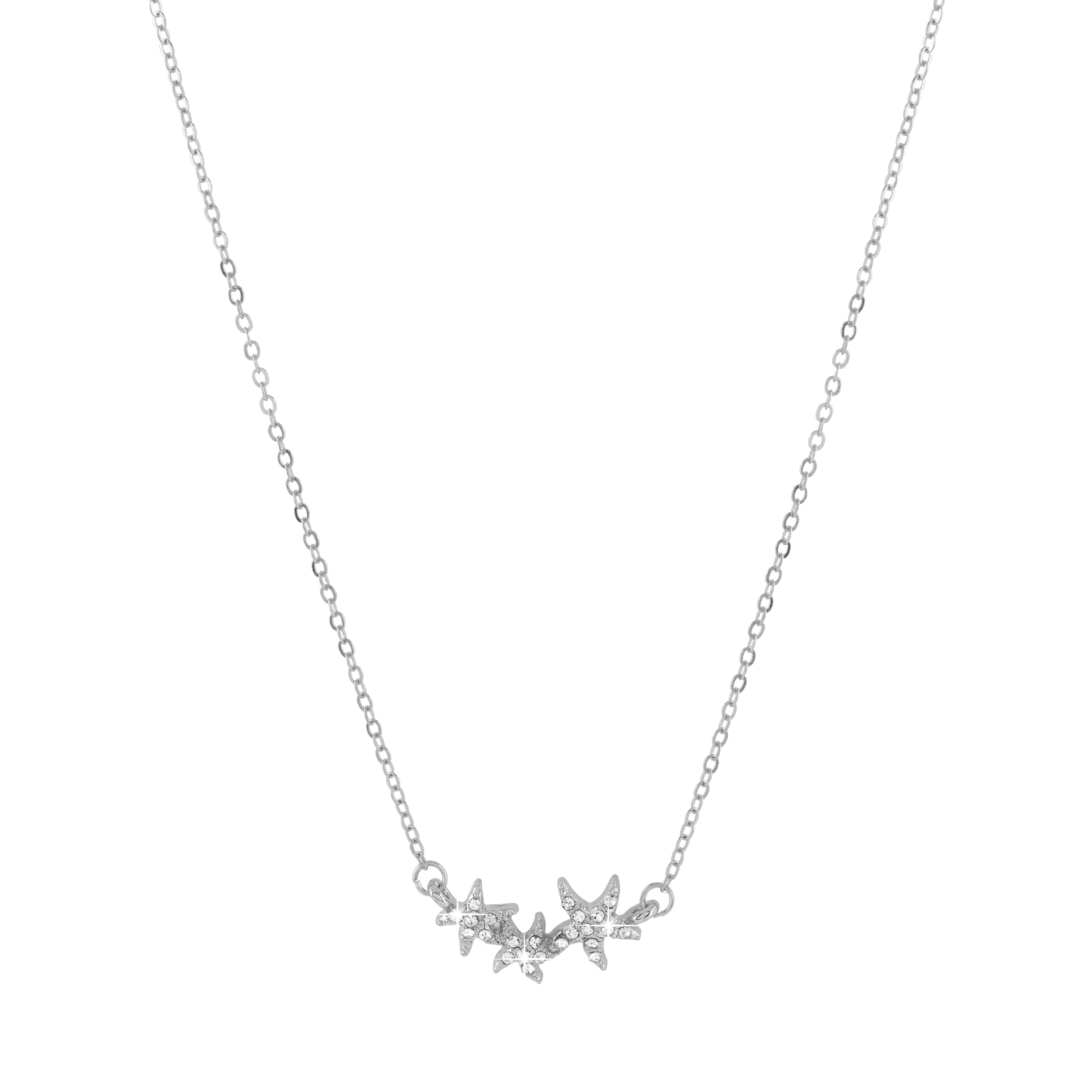 Halsband - silverfärgat med tre glittrande stjärnor