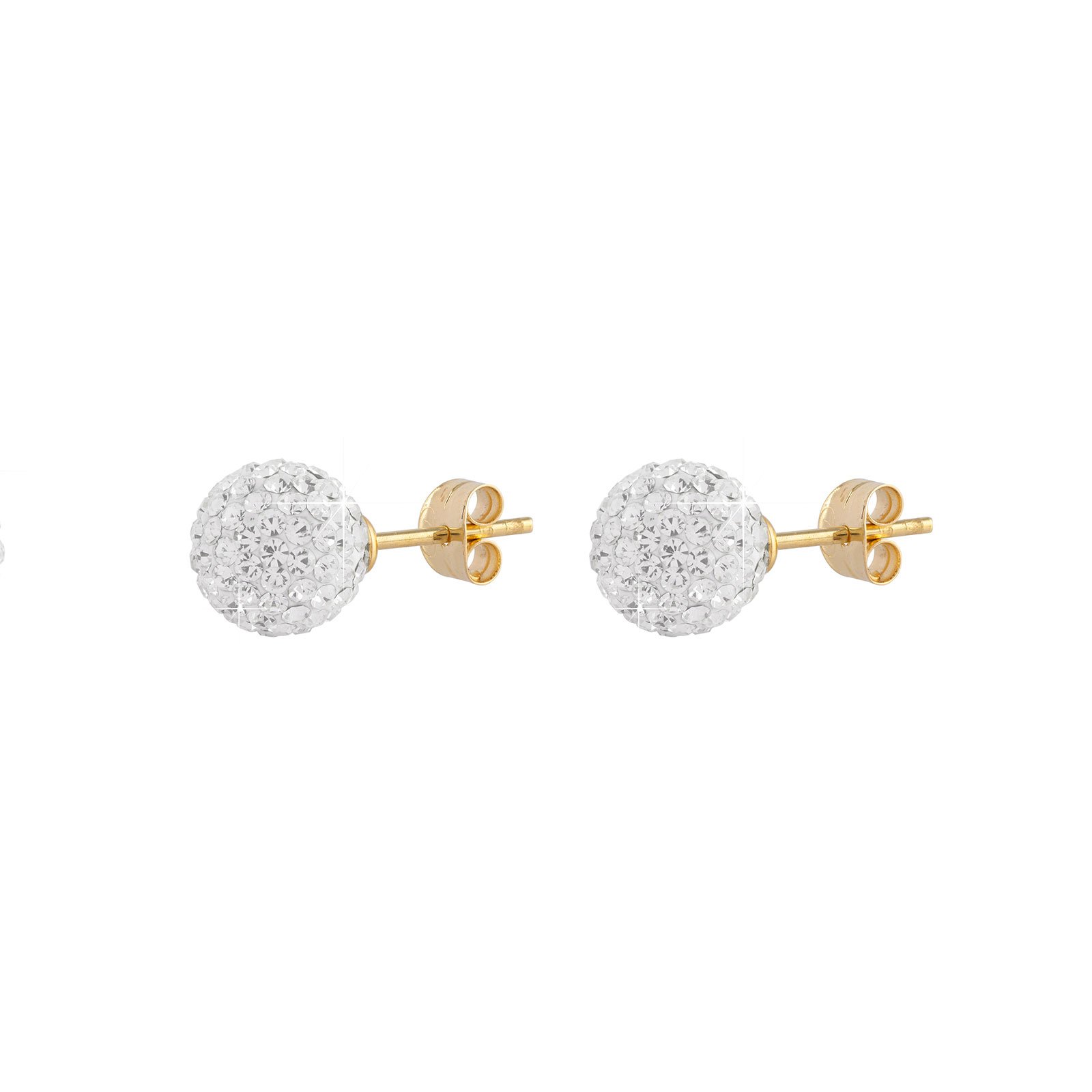 Örhängen 18k guld med glittriga bollar 8 mm