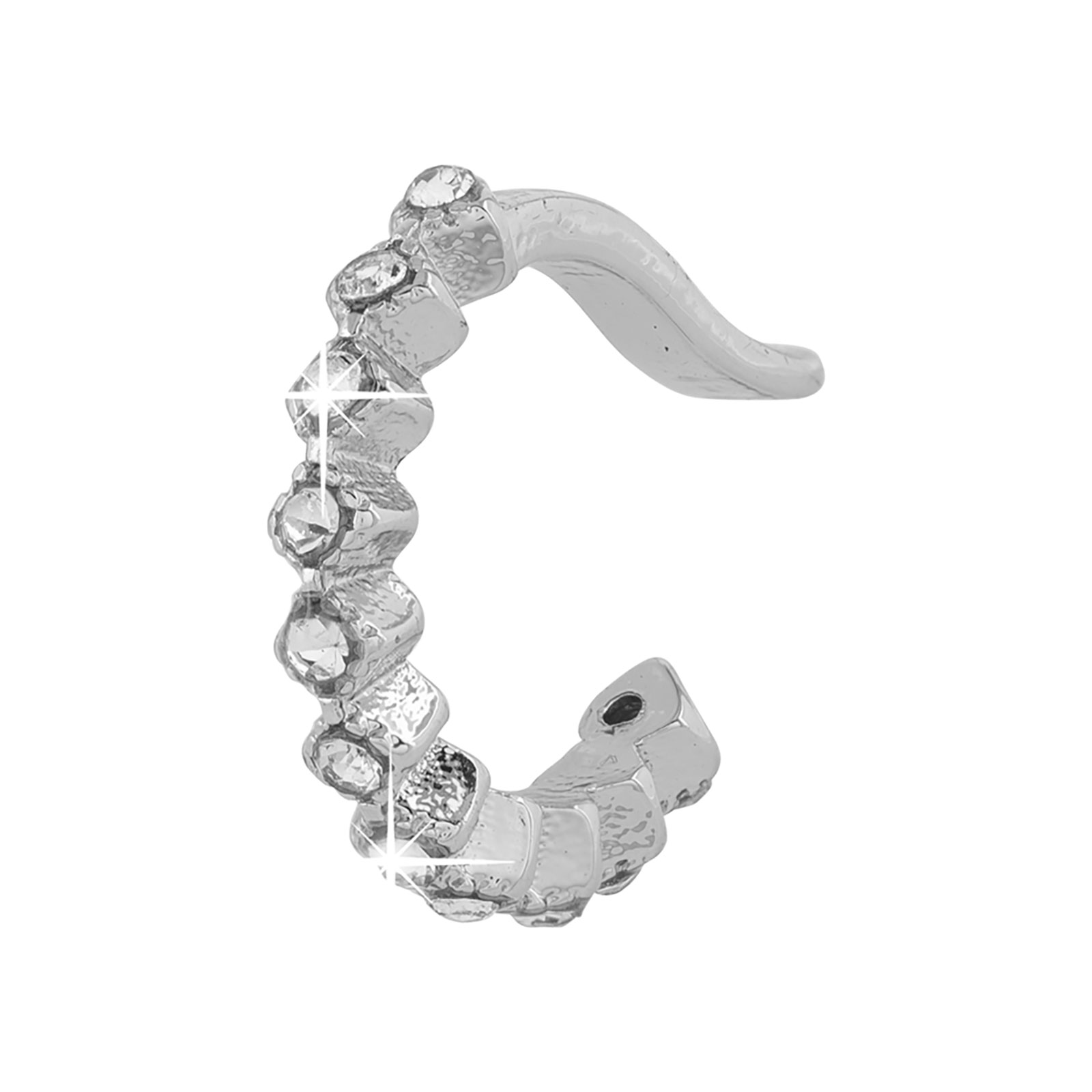Ear Cuff - smal med vita fyrkantiga stenar